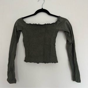 Hollister Khaki Off the Shoulder Top